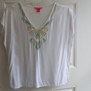 Sunny Leigh White Dolman Sleeve Embroidered Top*